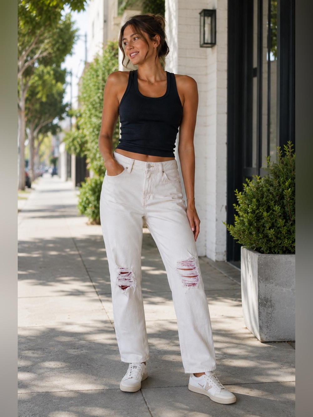 Hollister White Distressed 'Dad' Jeans SZ 30R Skater